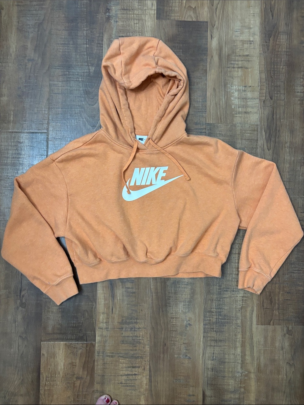 Nike Essential Women's Orange Cropped Hoodie Sweatshirt orange size small